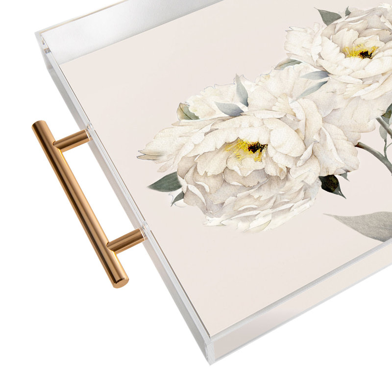 Nadja White Peonies Acrylic Tray