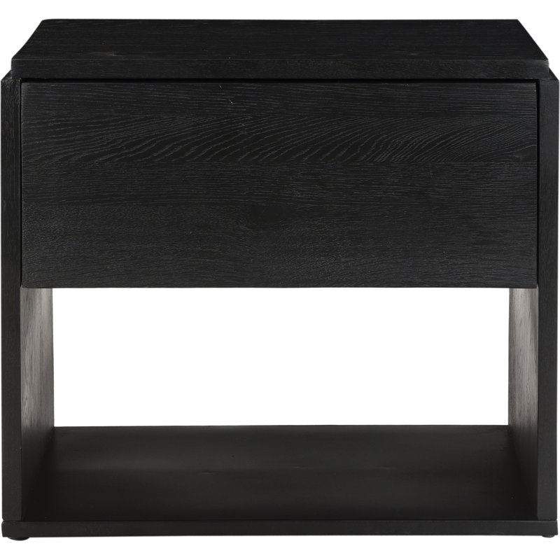 1 - Drawer Solid Wood Nightstand, Black