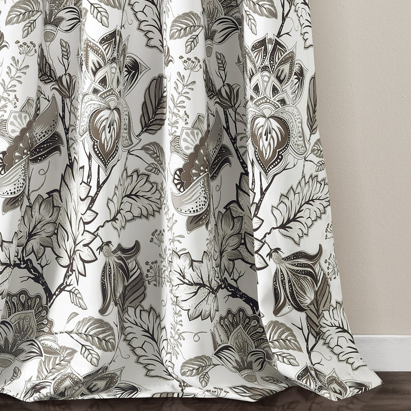 Jacobean Garden Room Darkening Curtain Pair, 52" W x 84" L, Neutral