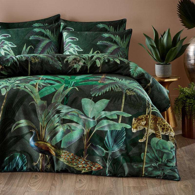 Siona Cotton Floral Duvet Cover Set with Pillowcases, Kingsize - 2 Standard Pillowcases
