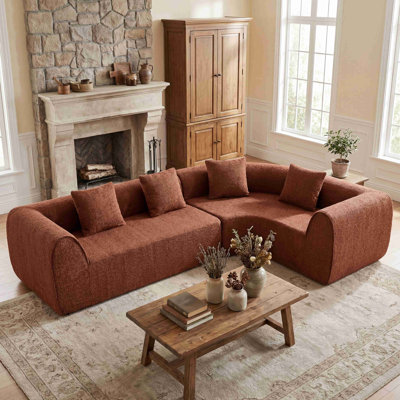 110" Modern Curved L-Shaped Modular Sectional Sofa With High-Density Fully Compressed Sponge, 2-Piece Set, Fully Assembled Right Hand Facing