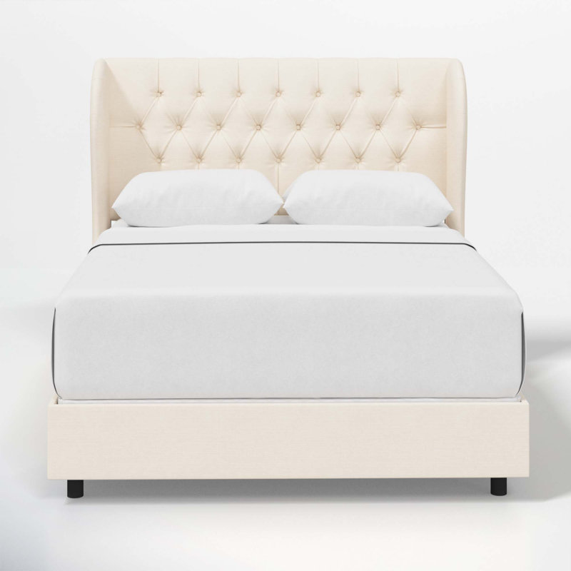 Tomey Upholstered Wingback Bed, Como Rosewater, Twin