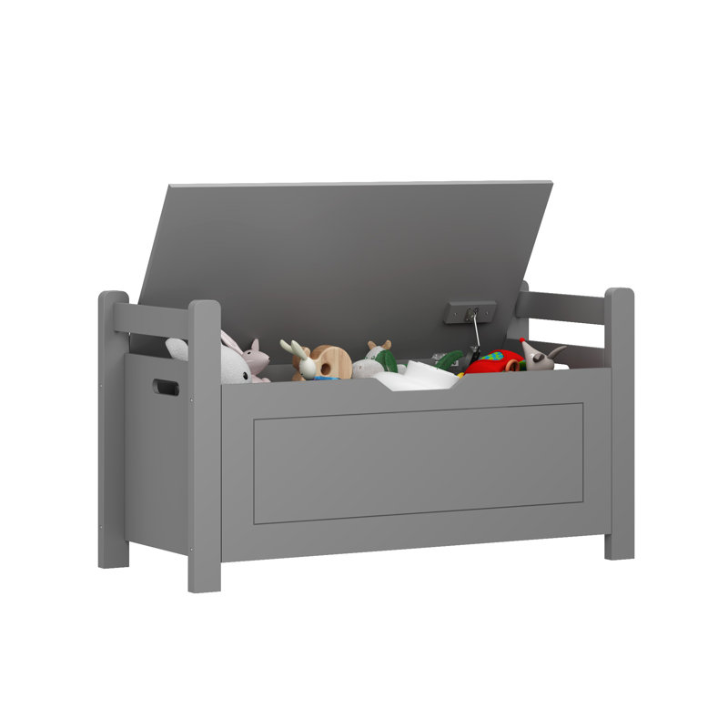 Banc de rangement rembourré l 35 po, Gris, Gris