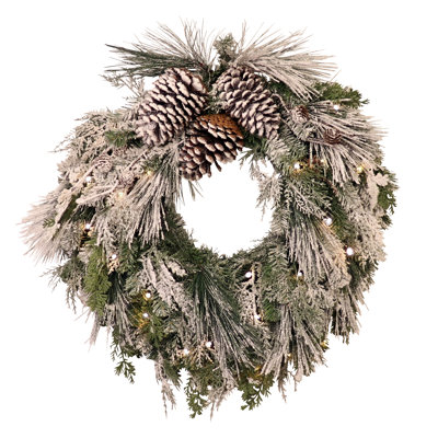 Couronne de neige pré-éclairée 24 pouces