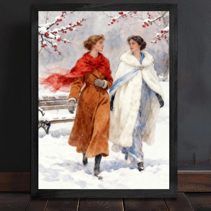 Art encadré noir, dames élégantes qui marchent ensemble, impressions encadrées de style rétro, H 37 po x l 25 po