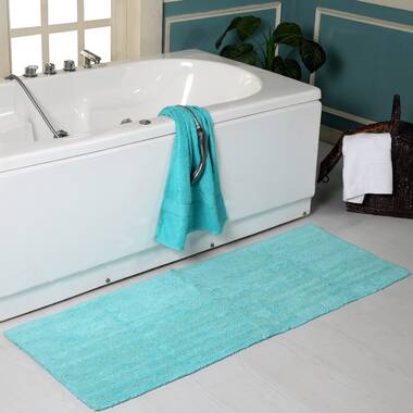 Reversible Cotton Turquoise Bath Rug