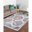 Tapis floral en polypropylène tissé à la machine ivoire / bleu / rouge-1346750487