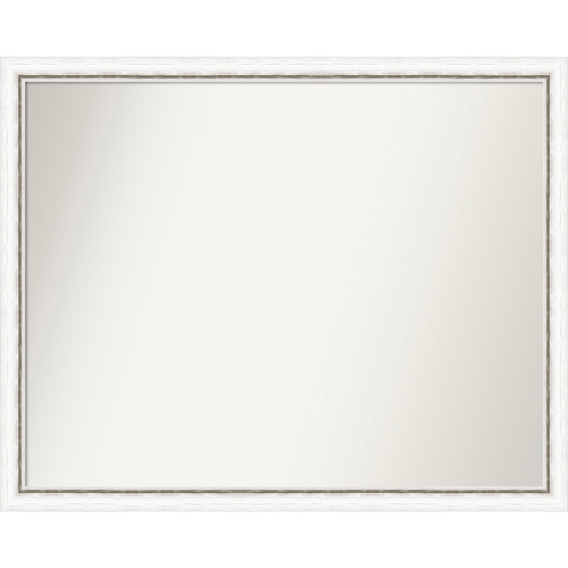 Jeritah Solid Wood Wall Mirror, Rectangle, 29" x 40", White/Gold