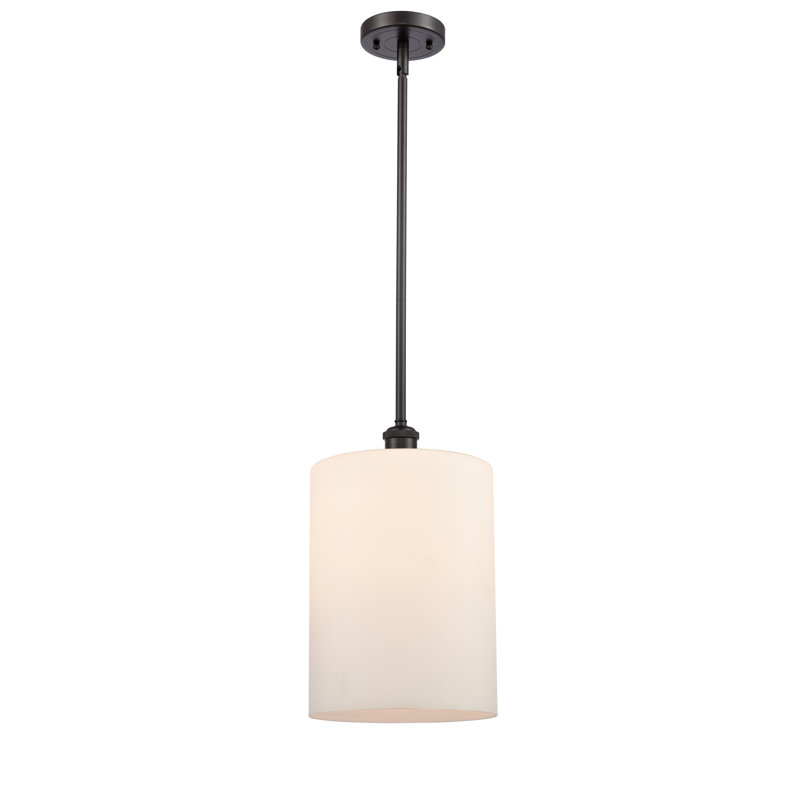 Luminaire suspendu cylindrique à 1 lumière Leilani, Bronze frotté à l'huile, Blanc mat, Ampoule non incluse