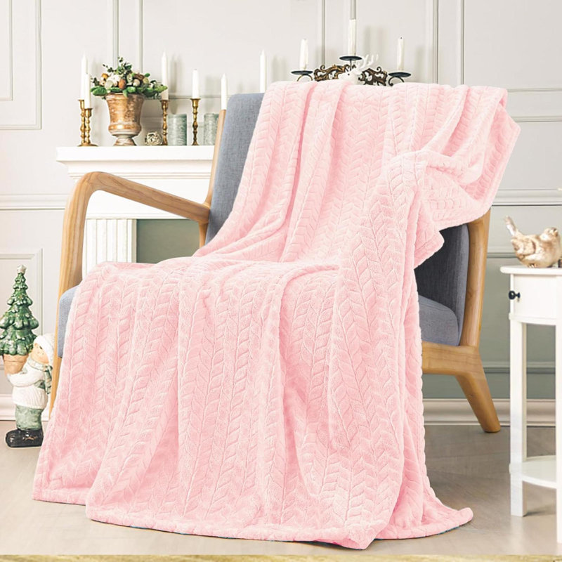 Jeté en molleton doux, doux et confortable, L 16 po x L 99 po, Rose