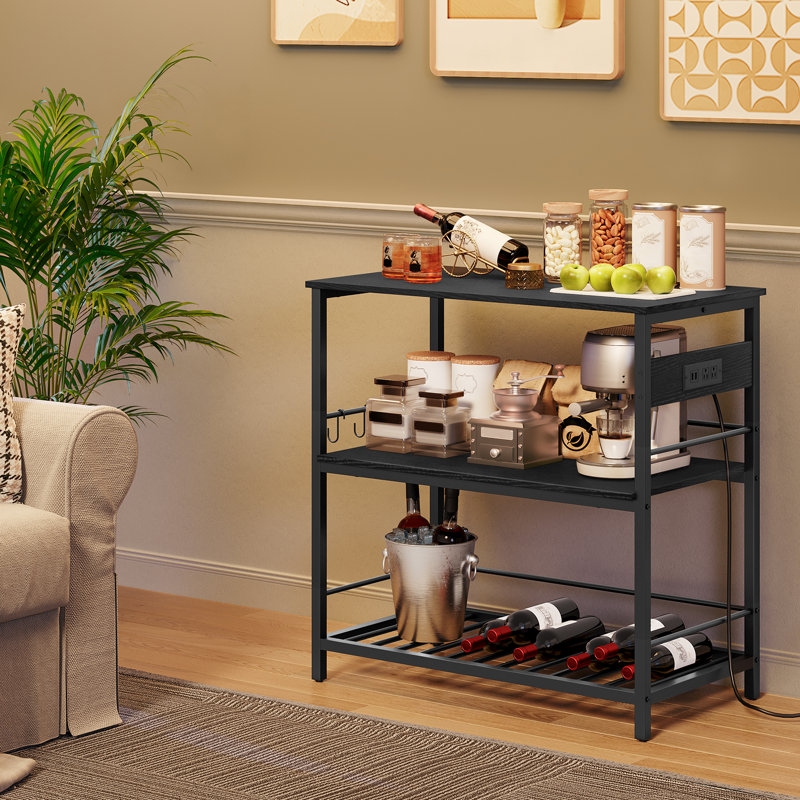 Vuto 35.8" Kitchen Island Table with Power Outlet, Black