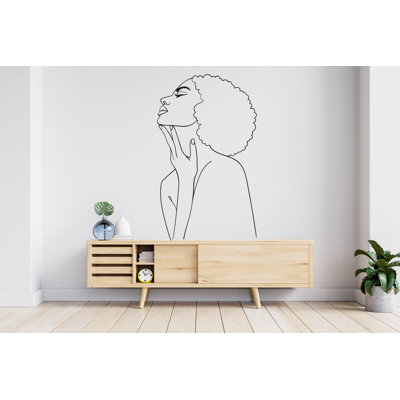 Décalcomanie murale féministe afro, art moderne Mid-Century