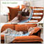 Canapé avec repose-pieds, siège profond à housse moderne pour salon | Chenille orange
