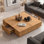 Table basse carrée en bois massif 39,4 pouces avec 2 tiroirs, frêne et chêne fabriqués à la main