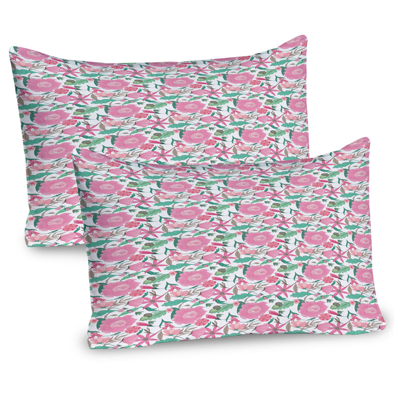 Ensemble de 2 taies décoratives à motif floral Ambesonne, H 20 po x l 30 po