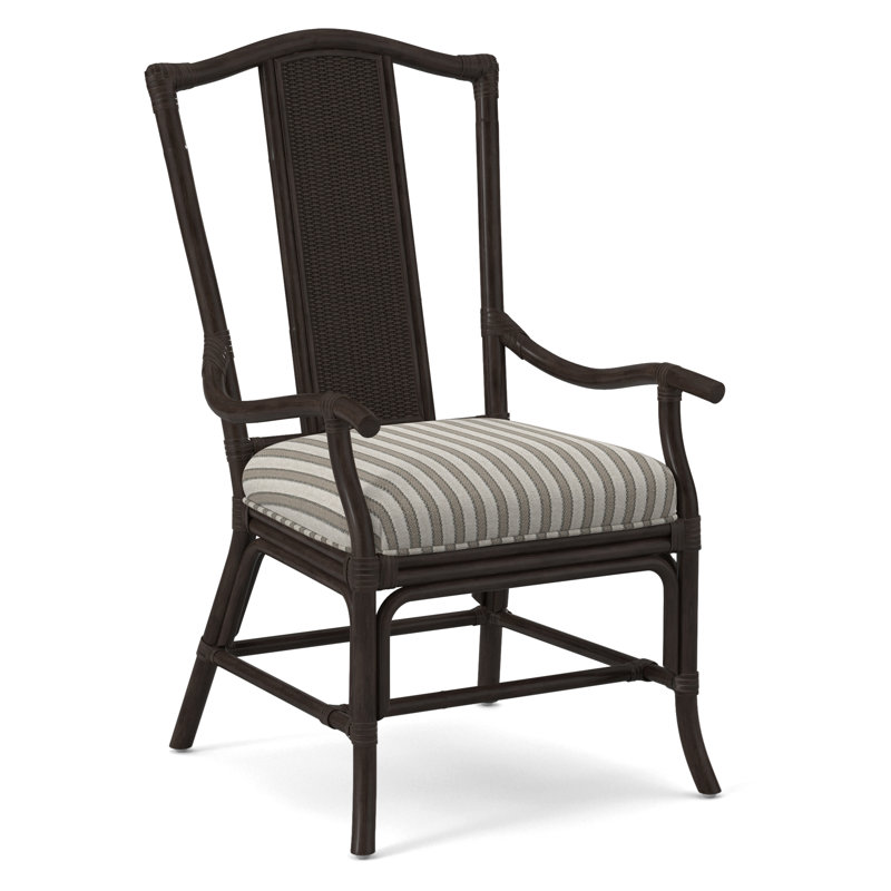 Drury Lane Slat Back Dining Arm Chair, Java, Stone Crypton Performance; 0884-83