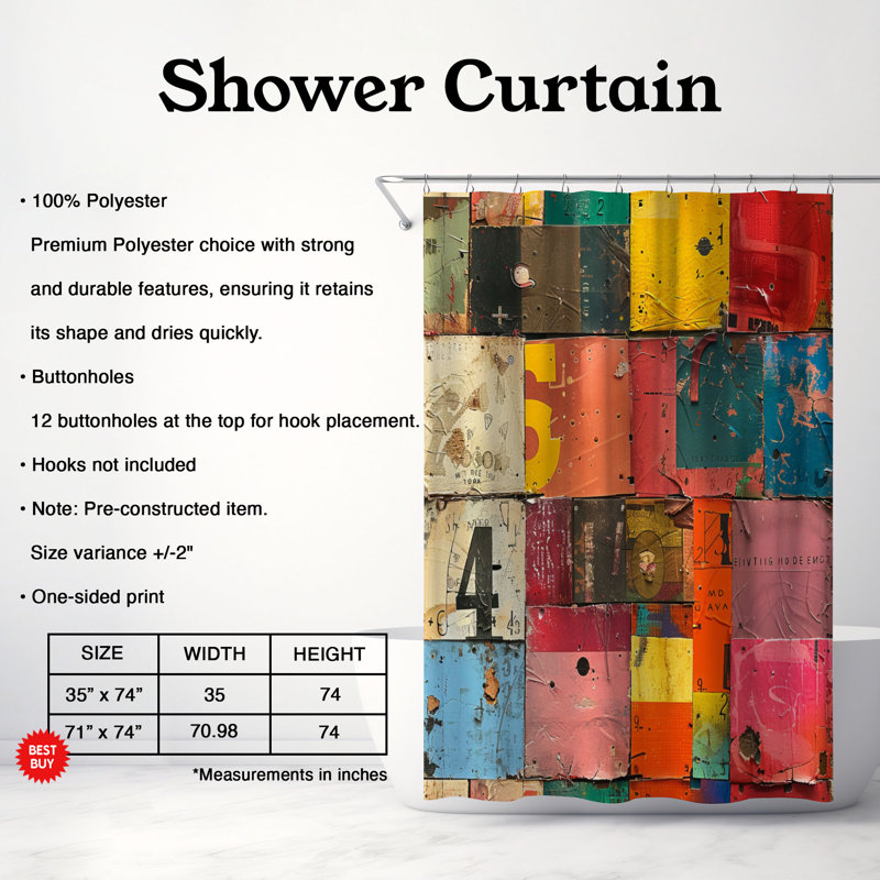 Joyful Mix - Rideau de douche Premium, H 74 po x l 71 po