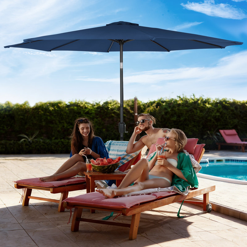 3m Large Paraso With UV, Garden Sun Shade Canopy Patio With Crank Tilt, Outdoor Umbrella  , Navy Blue