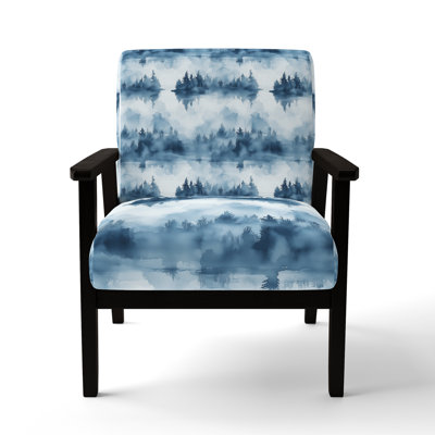 Abstract Upholstered Chair - Rustic Lake Mist Blue Arm Chair