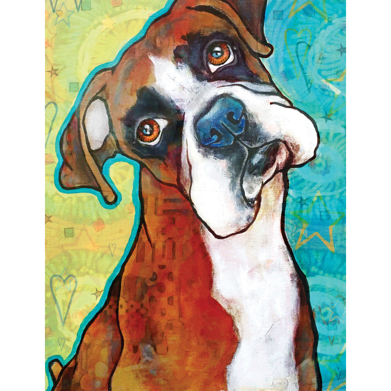 « fauve boxer » par stéphanie gerace, reproduction d’art sur toile tendue, H 52 po x l 40 po x P 1,5 po