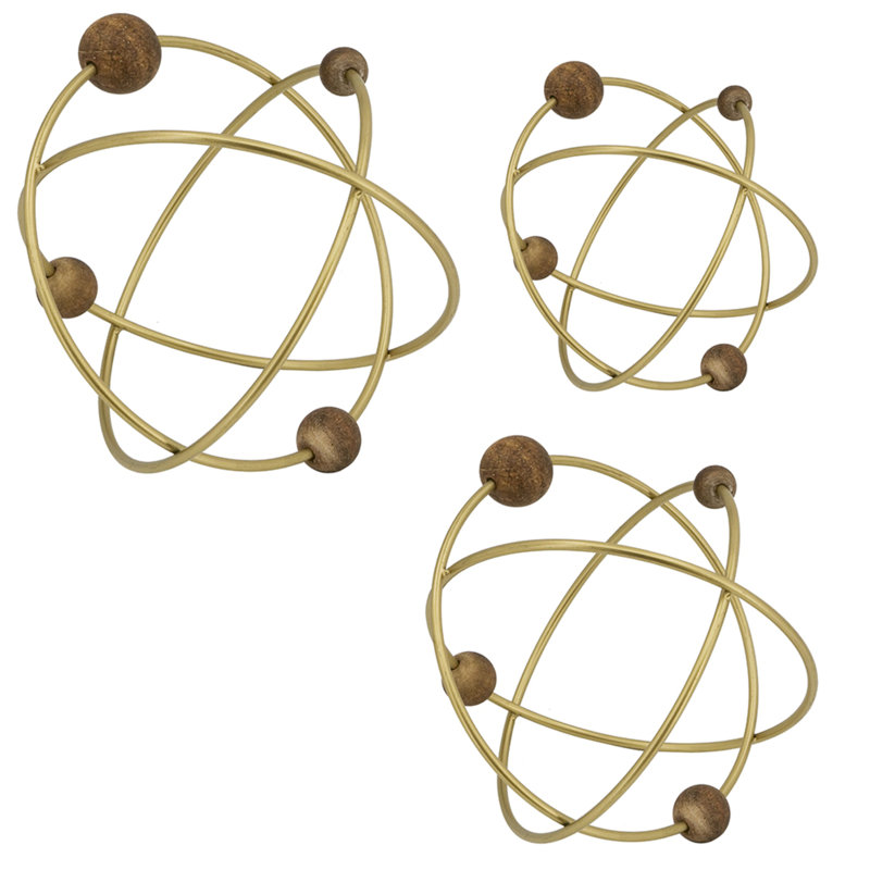 Obitz Deco Balls - Set of 3 - Brown, Gold