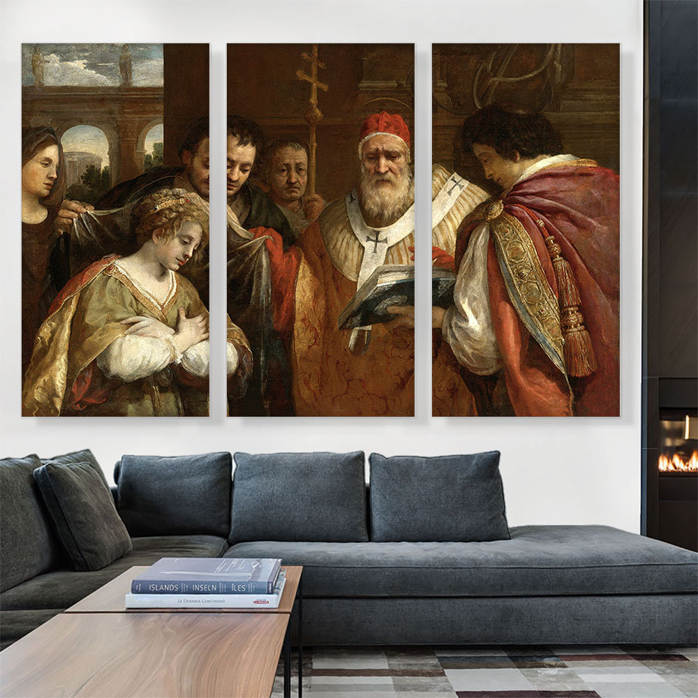 Artcanvas Saint Domitilla Receiving Veil From Pope Clement I Canvas Art 