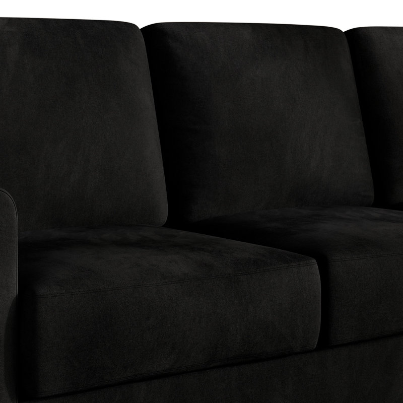 Goliad 2-Piece Velvet Living Room Set, 2 Pcs: Loveseat, Sofa, Black
