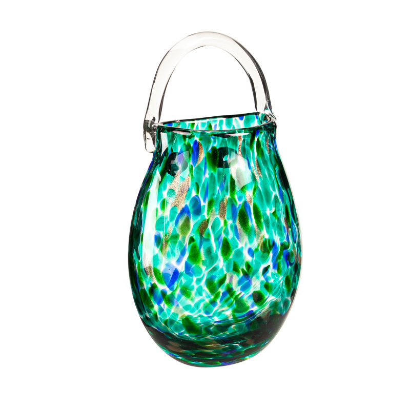 Vase suspendu en verre Art, sarcelle