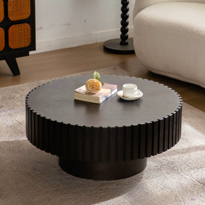 Table basse ronde en bois 31,5 po Handcrafted