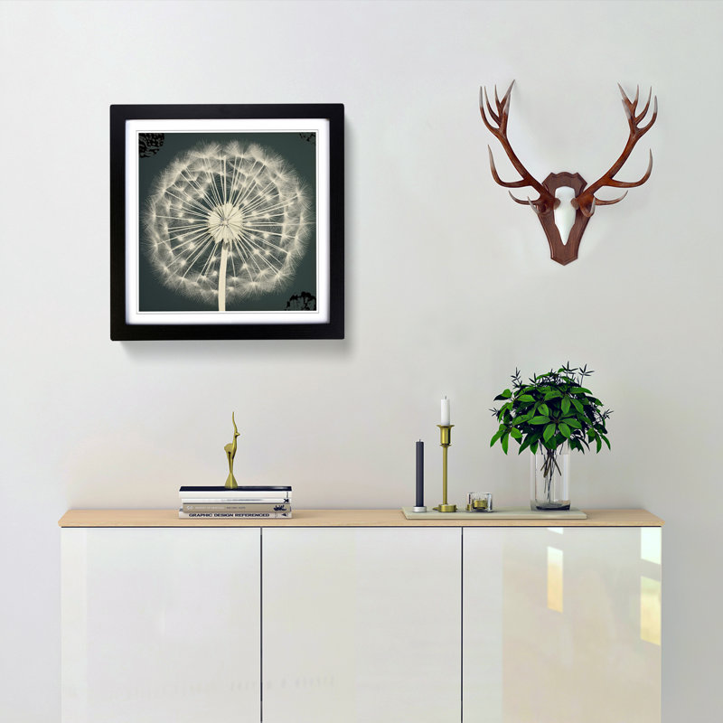 Dandelion Bauhaus No.6 - Single Picture Frame Print on Wood, Black