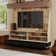Rustic Modern Entertainment Centre With Adjustable TV Mount, Storage Shelves, And Drawers