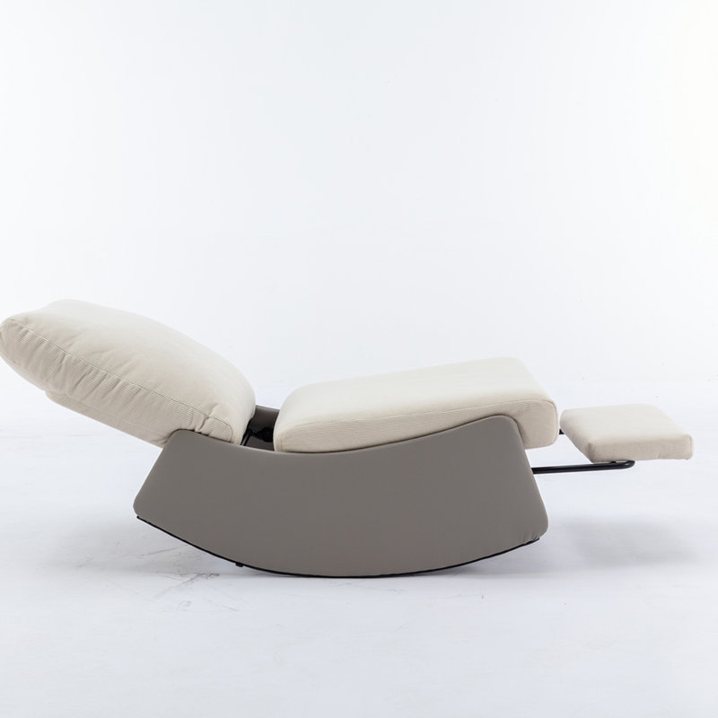 Modern Rocking Chair Recliner with Footrest for for Indoor Living Room Bedroom, Gray