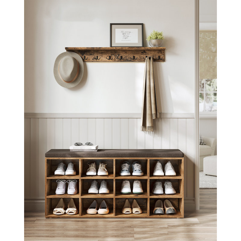 Upholstered Storage Bench, Brown, 48cm H x 105cm W x 31cm D