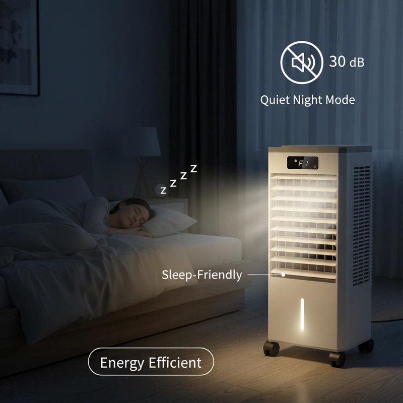 3-in-1 Portable Air Cooler with 7L Detachable Water Tank, 3 Speeds & 3 Modes, 120º Oscillation, 12H Timer, Remote & Touch Control, Ice Boxes for Whisper-Quiet Fan in Home or Office (White)