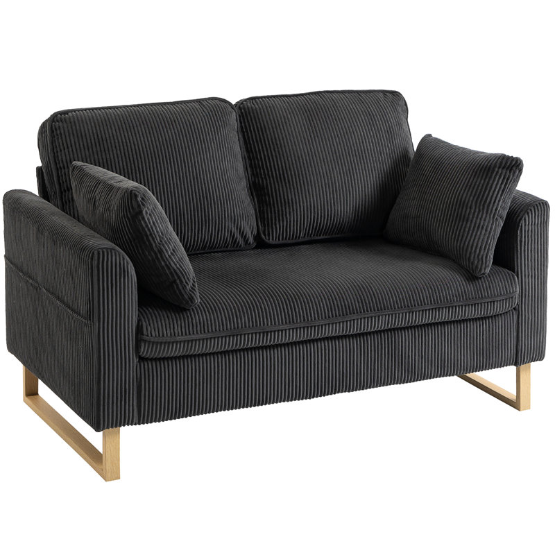 2 Seater Corduroy Loveseat, Grey