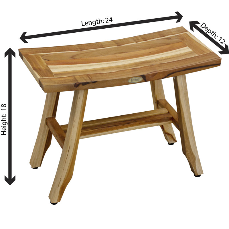 Satori by EcoDecors, Teak Shower Bench, Teak Shower Stool, Teak Stool for Inside Shower, Small Shower Stool, Teak Foot Rest, Teak Shower Bench For Inside Shower, in Earthy Teak