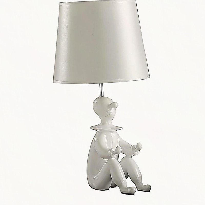Lampe de table moderne 21,25 po en résine, Blanc, Blanc
