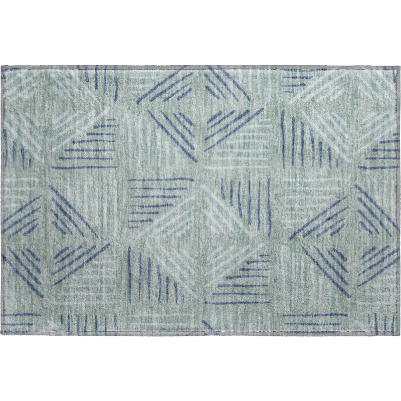 Premium Machine Washable Mayfield AMF2413 Geometric Rug, Spa, 2'6" x 3'10"