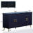 Navy Blue 4 Door Wooden Cabinet Sideboard Buffet Server With Adjustable Shelf For Office, Living Room, Entryway, Hallway, Kitchen And Dining Place Modern In Matte Dining, Room