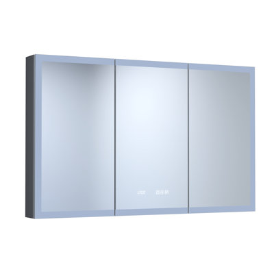 48 In. W Aluminum Recessed/surface Mount Medicine Cabinet With High - Definition Mirror, Integrated Led, Robust Back Panel, 110° Soft Close Hinges, Three Color Lights And Fog Feature