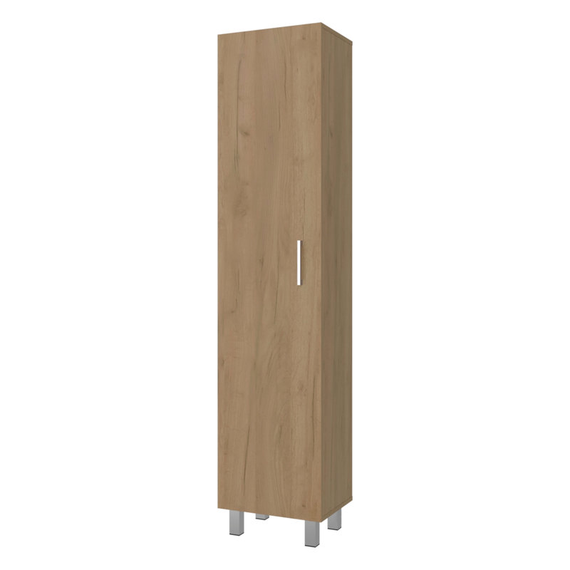 Armoire de buanderie autoportante en chêne naturel avec tablettes fixes, 70,9 pouces de hauteur, 15,7 de largeur, convient à la salle de bain, étagères de rangement minces de style moderne et espaces utilitaires compacts, profondeur 12,2 po, idéale