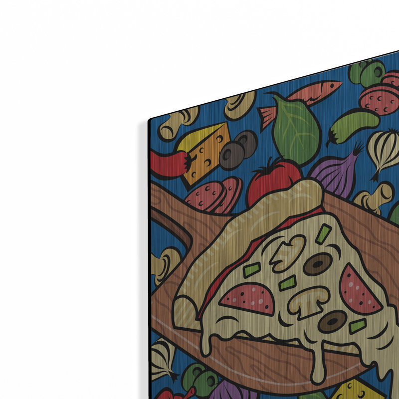 Latitude Run® «Pizza Slice With Toppings» par Ron Magnes, art mural en métal, H 16 po x l 12 po