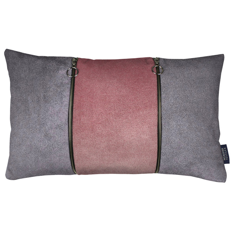 Rectangular Throw Pillow Cover, Pink/Grey