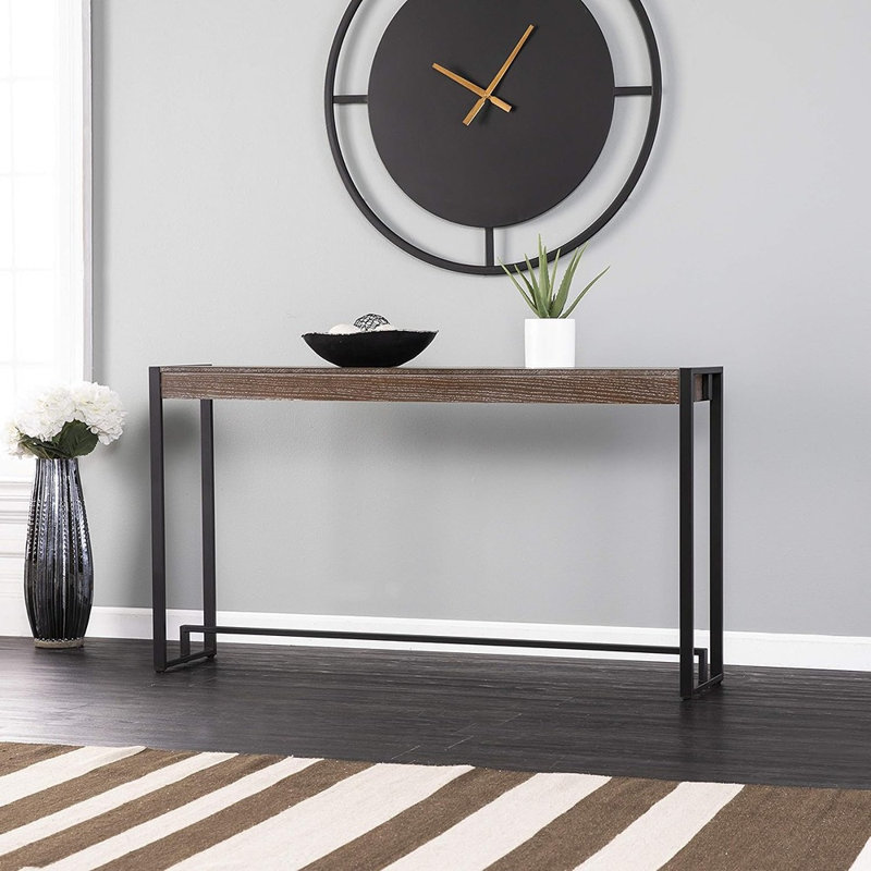 Console étroite, 54 po, chêne brûlé, noir