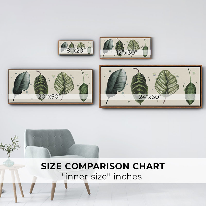 Palm Line- Framed Canvas, 8" H x 20" W