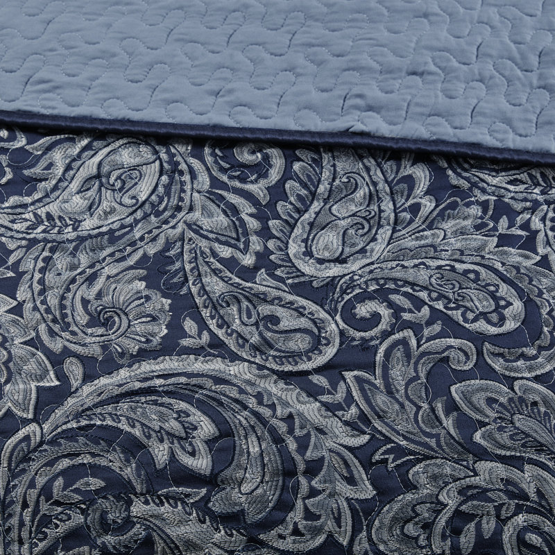 Ensemble de literie luxueux en jacquard de coton bleu marine, style élégant pour le confort de la maison