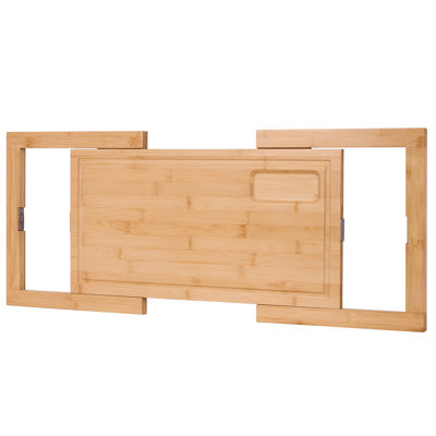 Planche à découper extensible en bois de bambou au-dessus de l'évier - Très grand réglable 33 po