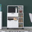 Armoire polyvalente polyvalente, blanche, 35,4 x 52,7 x 15,6 pouces | 100% panneau de particules enduit de mélamine, épaisseur: 0,7 pouce | Conception murale avec de nombreuses tablettes pour un rangement supplémentaire, parfait pour la maison et le bu