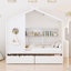 Lit double en bois blanc avec tiroirs et tablette, parfait pour le repos-1172592327