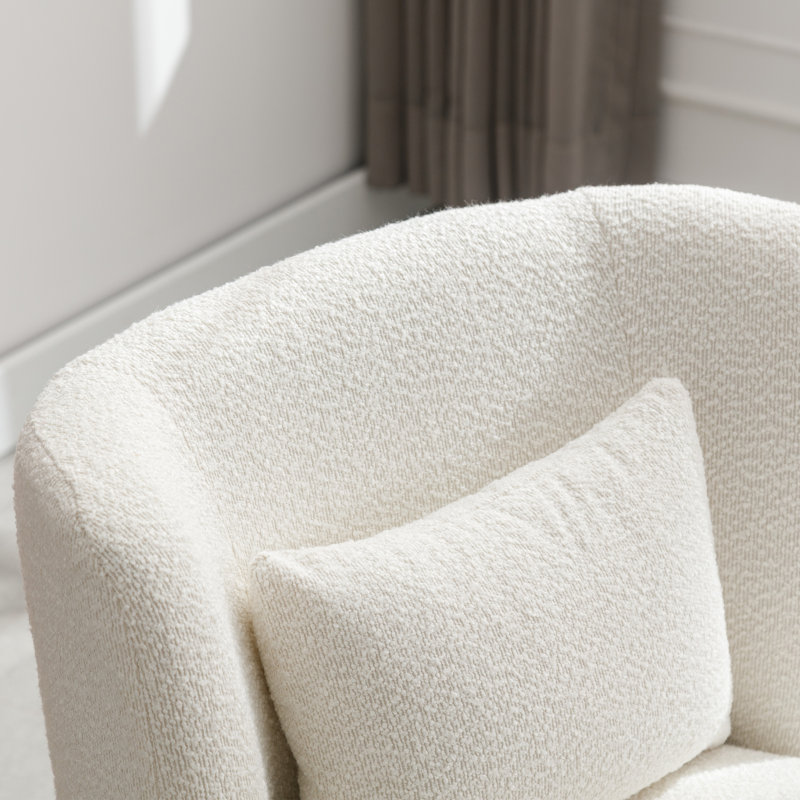 Ollia Upholstered Swivel Slipper Chair, Ivory 100% Polyester
